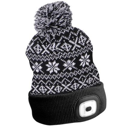 Czapka beanie z latarką czołową 180 lm, ładowana przez USB, uniwersalny rozmiar, bawełna/PE, zimowa