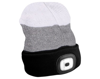 Czapka beanie z latarką czołową 180 lm, ładowana przez USB, uniwersalny rozmiar, bawełna/PE, czarno-