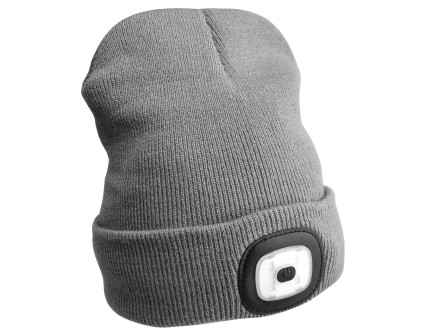 Czapka beanie z latarką czołową 180 lm, ładowana przez USB, uniwersalny rozmiar, bawełna/PE, jasnosz