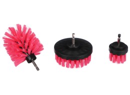 Różowy zestaw szczotek do czyszczenia samochodu na wiertarkę CAR DETAILING DRILL BRUSH PINK 3, 3 szt