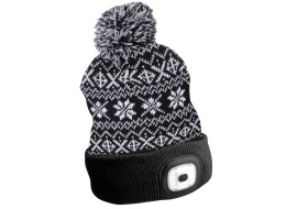 Czapka beanie z latarką czołową 180 lm, ładowana przez USB, uniwersalny rozmiar, bawełna/PE, zimowa