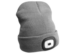 Czapka beanie z latarką czołową 180 lm, ładowana przez USB, uniwersalny rozmiar, bawełna/PE, jasnosz